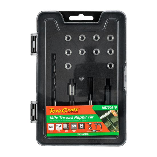 TORK CRAFT Thread Repair Kit 14pc M6 X 1.0 X 9.4mm Flange Insert