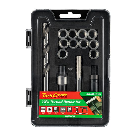 TORK CRAFT Thread Repair Kit 14pc M12 X 1.25 X 15mm Flange Insert