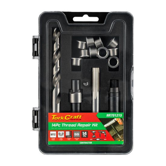 TORK CRAFT Thread Repair Kit 14pc M12 X 1.5 X 9.2mm Flange Insert