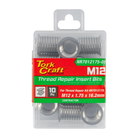 TORK CRAFT Repl. Insert 10pc M12 X 1.75 X 16.2mm S/steel For Nr7012175