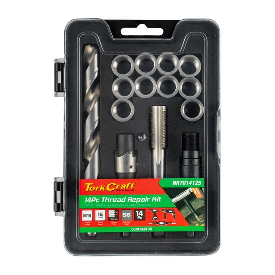 TORK CRAFT Thread Repair Kit 14pc M14 X 1.25 X 15mm Flange Insert