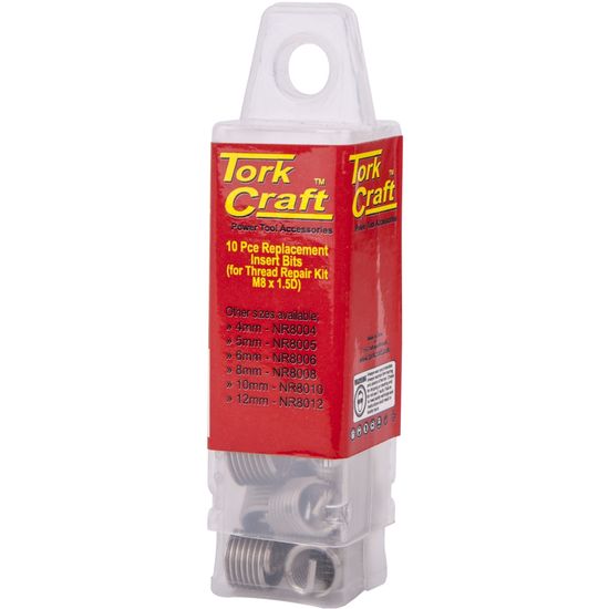 TORK CRAFT Thread Repair Kit M8 X 1.5d Replacement Inserts 10pce