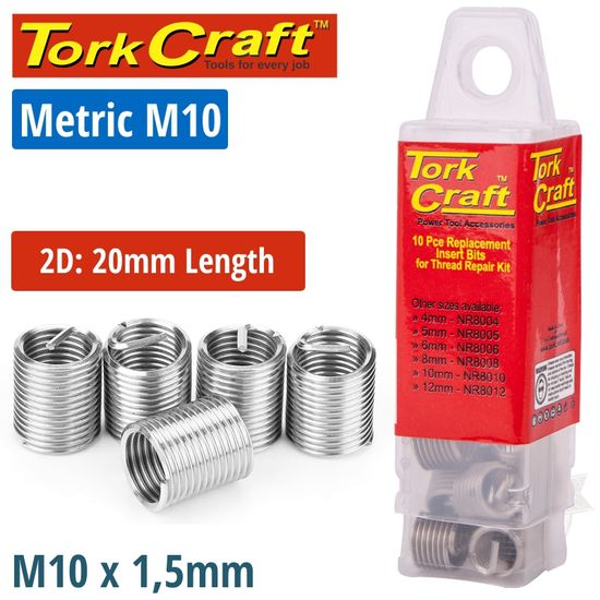 TORK CRAFT Thread Repair Kit M10 X 2d Replacement Inserts 5pce