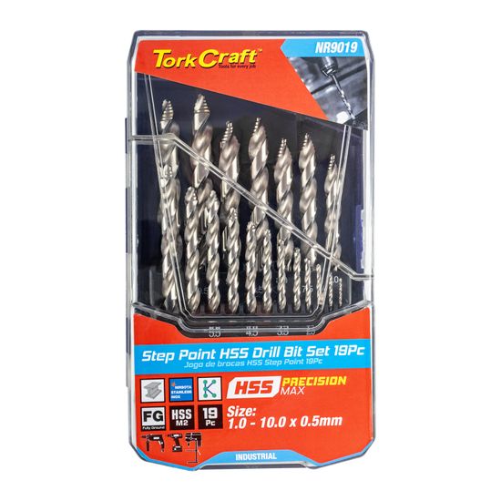 TORK CRAFT Precision-max Step Point 19pce Drill Set 1-10mm X 0.5mm