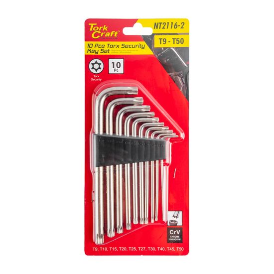 TORK CRAFT 10pc Torx-security Set T9-t50 Cr-v Carded