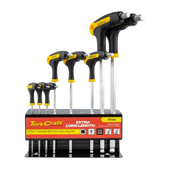 TORK CRAFT Ball Point T Handle 8pc Hex Allen Key Set