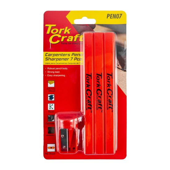 TORK CRAFT 7pc TORK CRAFT Carpenters Pencil Set 6 X Pencil 1 X Sharpener