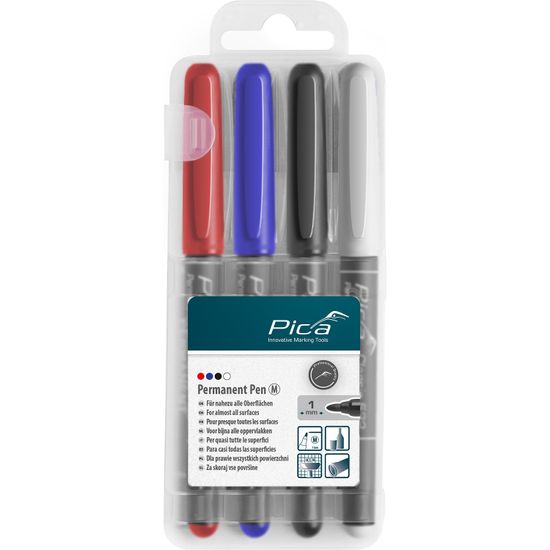 Permanent Pen 4pcs Set Medium Ass. Colors With Instand-white Pen