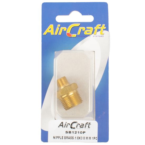 AIRCRAFT Nipple Brass 1/8x3/8 M/m 1pc Pack