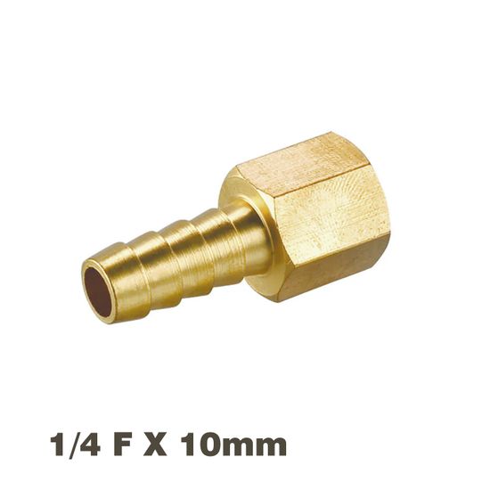 AIRCRAFT Hose Tail Connector Brass 1/4f X 10mm