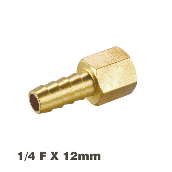 AIRCRAFT Hose Tail Connector Brass 1/4f X 12mm