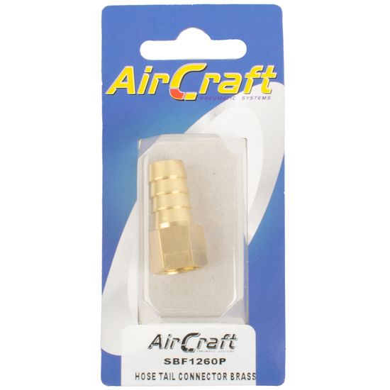 AIRCRAFT Hose Tail Connector Brass 1/4f X 12mm 1pc Pack