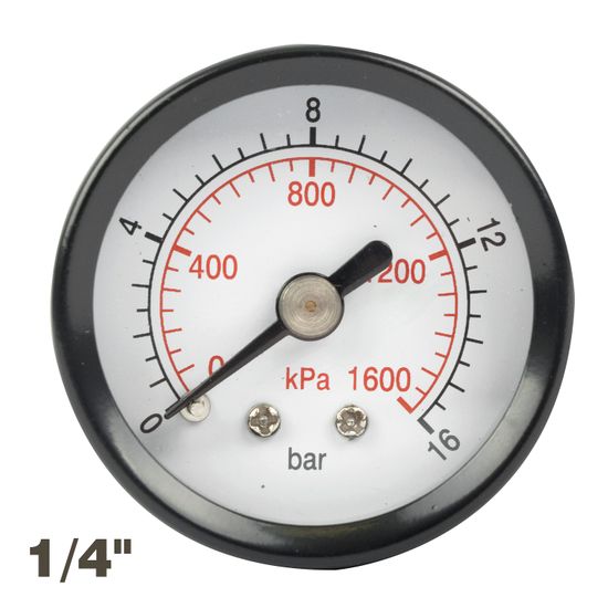 AIRCRAFT Press. Gauge 40mm 1/4' Rear Fit 0-16bar 0-1600kpa