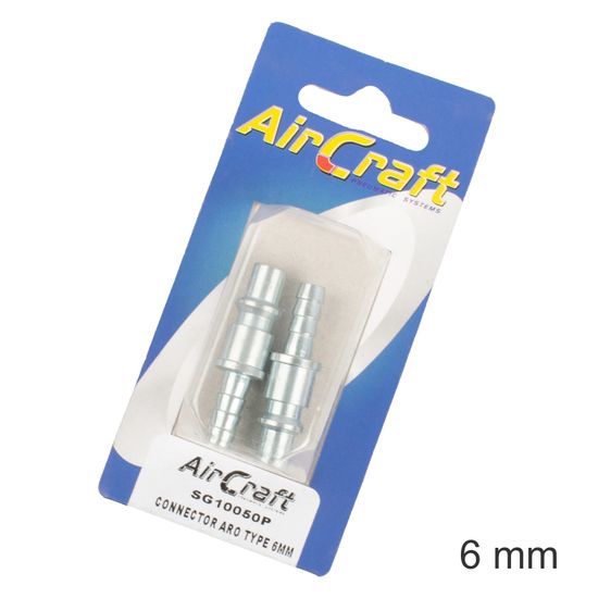 AIRCRAFT Connector Aro Type 6mm Hosetail 2pc Pack