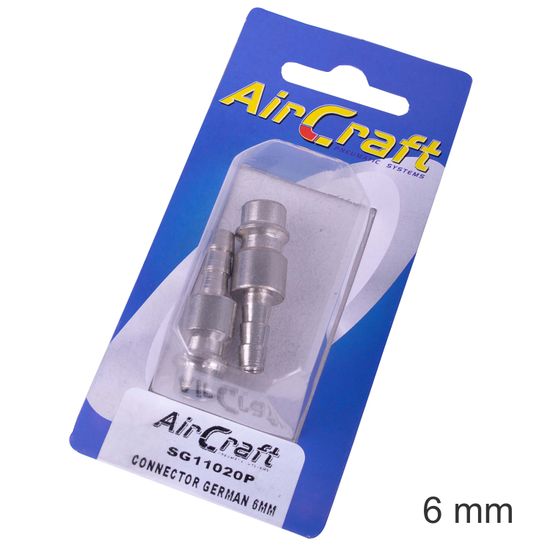 AIRCRAFT Connector German 6mm Hosetail 2pc Pack