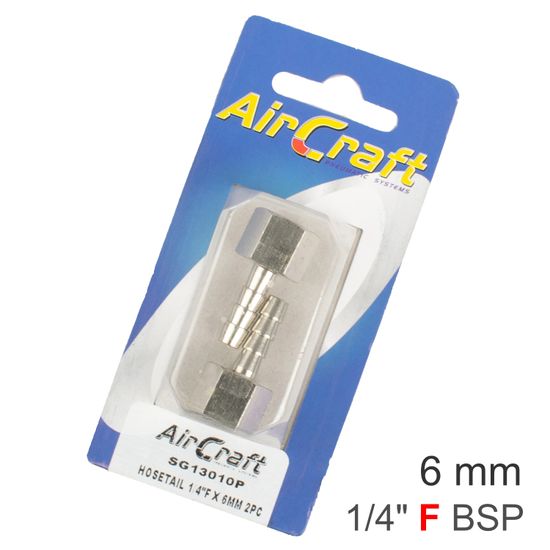 AIRCRAFT Hosetail 1/4'f X 6mm 2pc Pack