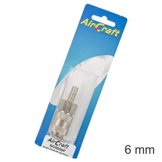 AIRCRAFT Quick Coupler Universal 6mm Hosetail 1pc Pack
