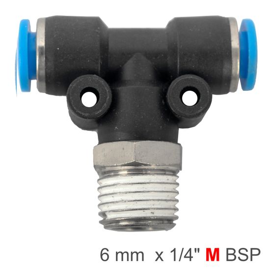 AIRCRAFT Pu Hose Fitting Tee 6mm-1/4 M