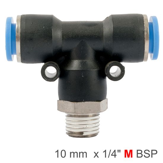 AIRCRAFT Pu Hose Fitting Tee 10mm-1/4 M
