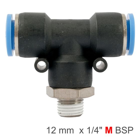 AIRCRAFT Pu Hose Fitting Tee 12mm-1/4 M