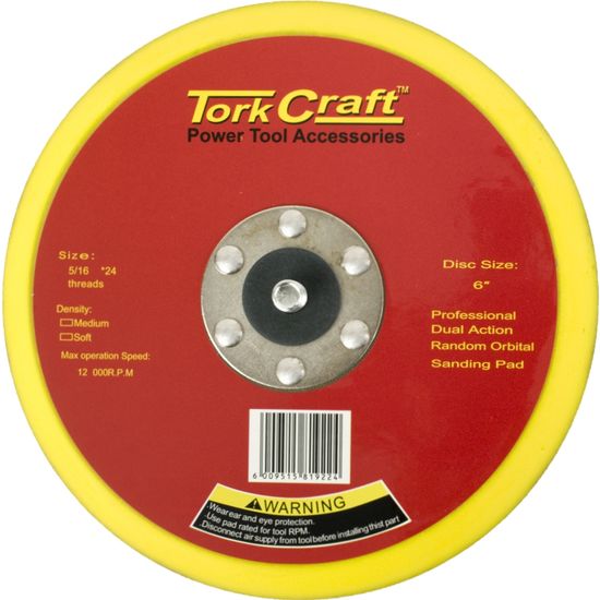 TORK CRAFT Da Sander Pad Psa 5 16 - 24unf Med Soft 150mm 6'