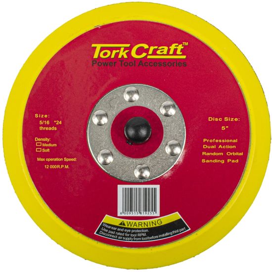 TORK CRAFT Da Sander Pad Hook And Loop 5 16 - 24unf Med Soft 125mm 5'