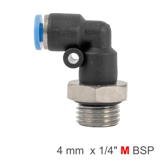 AIRCRAFT Elbow W/o-ring 4mm-1/4 M Pu Hose Fitting