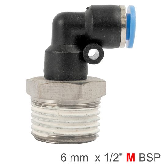 AIRCRAFT Elbow 6mm-1/2 M Pu Hose Fitting