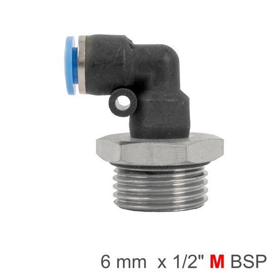 AIRCRAFT Elbow W/o-ring 6mm-1/2 M Pu Hose Fitting