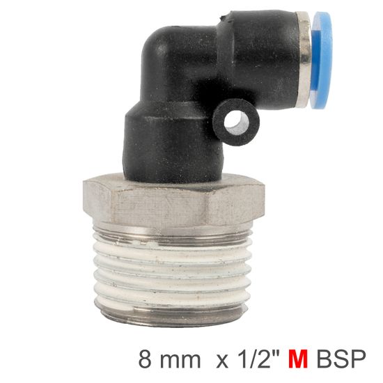 AIRCRAFT Elbow 8mm-1/2 M Pu Hose Fitting