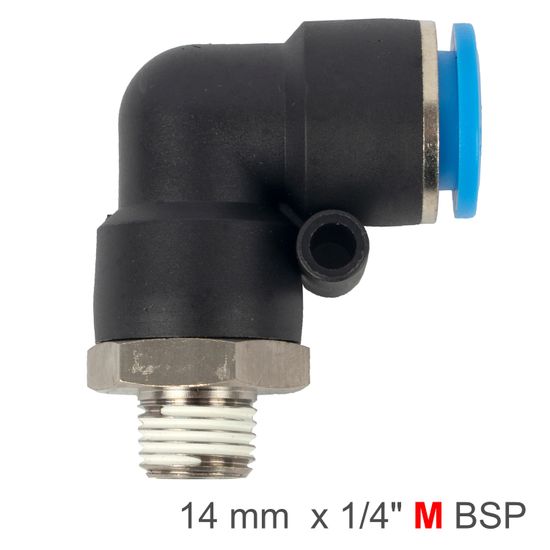 AIRCRAFT Elbow 14mm-1/4 M Pu Hose Fitting