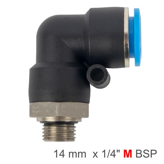 AIRCRAFT Elbow W/o-ring 14mm-1/4' M Pu Hose Fitting