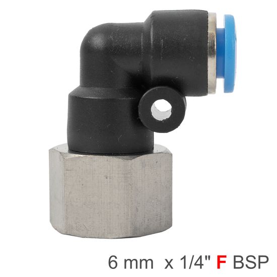 AIRCRAFT Pu Hose Fitting Elbow 6mm-1/4 F