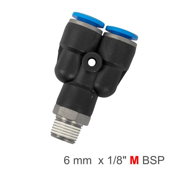 AIRCRAFT Pu Hose Fitting Y Joint 6mm-1/8 M