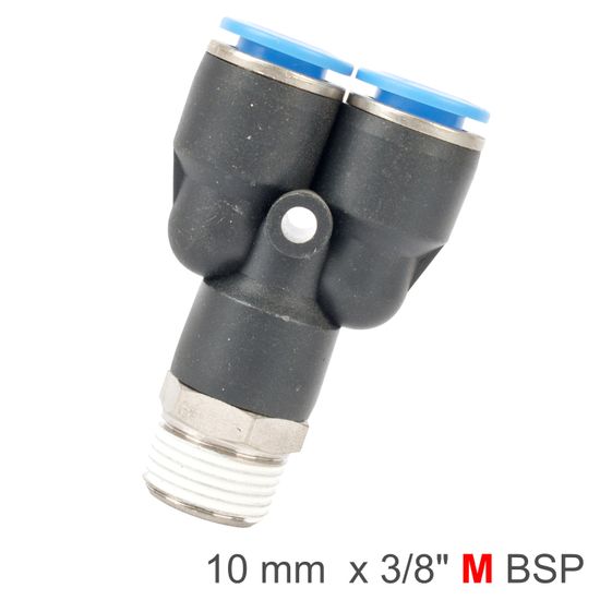 AIRCRAFT Pu Hose Fitting Y Joint 10mm-3/8 M