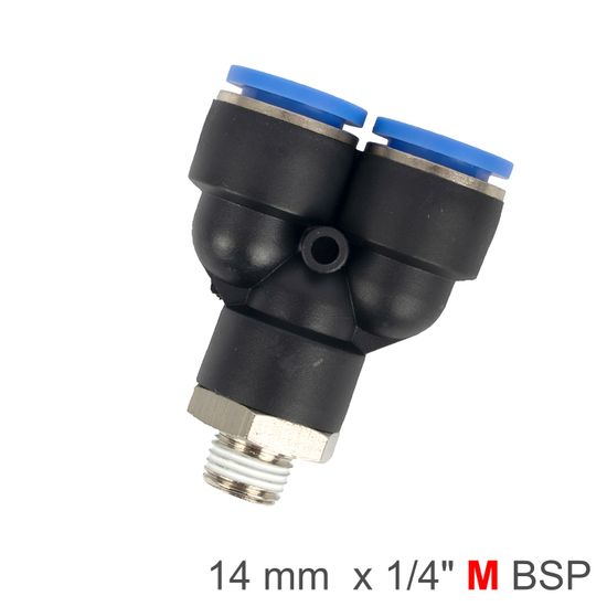AIRCRAFT Pu Hose Fitting Y Joint 14mm-1/4 M