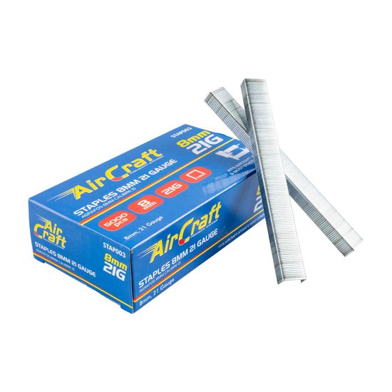 AIRCRAFT Staples 8mm 21 Gauge 5000 Per Box