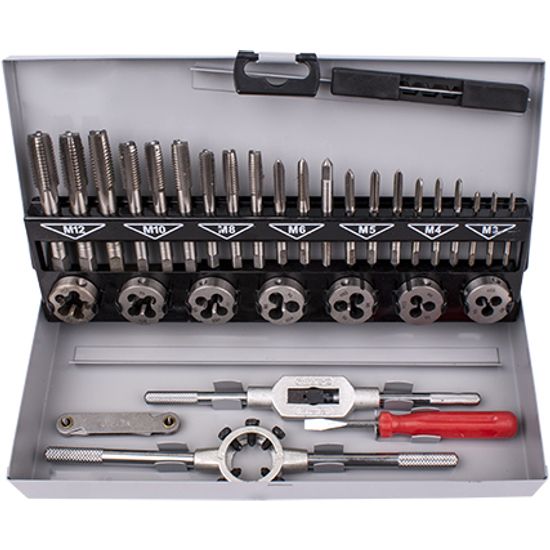 TORK CRAFT Tap And Die Set 32pce 3-12mm Hss In Steel Case