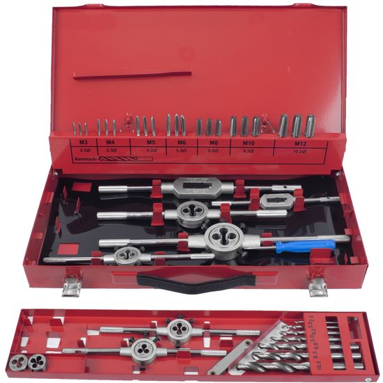 TORK CRAFT Tap And Die Set 44pce 3-12mm Hss In Metal Case