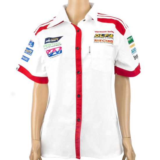 TORK CRAFT Vermont Ladies - White/red Cotton Shirt - X-large