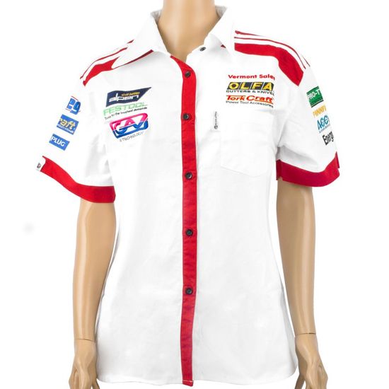 TORK CRAFT Vermont Ladies - White/red Cotton Shirt - 4x-large