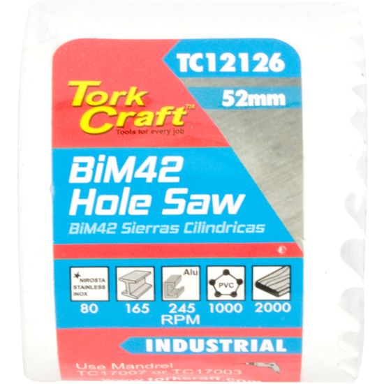 TORK CRAFT 52mm Bim42 Bi Metal Hole Saw