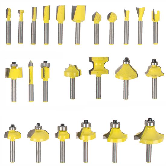 TORK CRAFT Router Bit Set 24pc Alum.case 1/4'