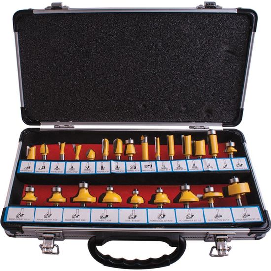 TORK CRAFT Router Bit Set 24pc Alum.case 1/4'
