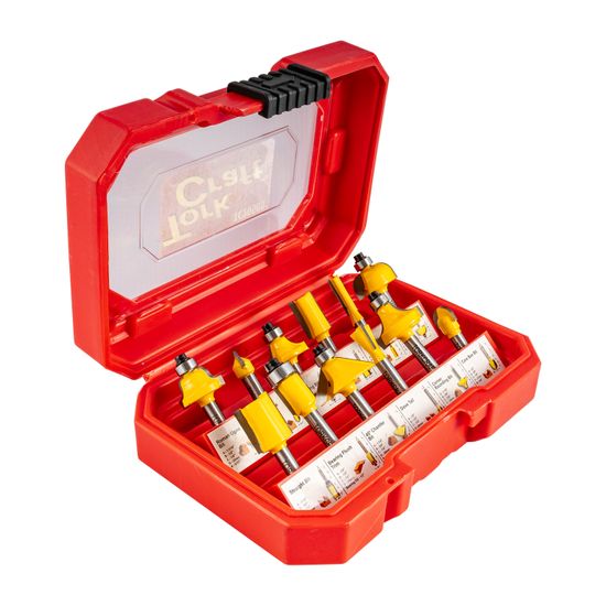 TORK CRAFT Router Bit Set 12pc 1/4' Shank Hard Case