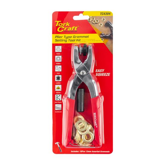 TORK CRAFT Grommet Setting Tool Kit C/w 10pc Eyelets 12mm