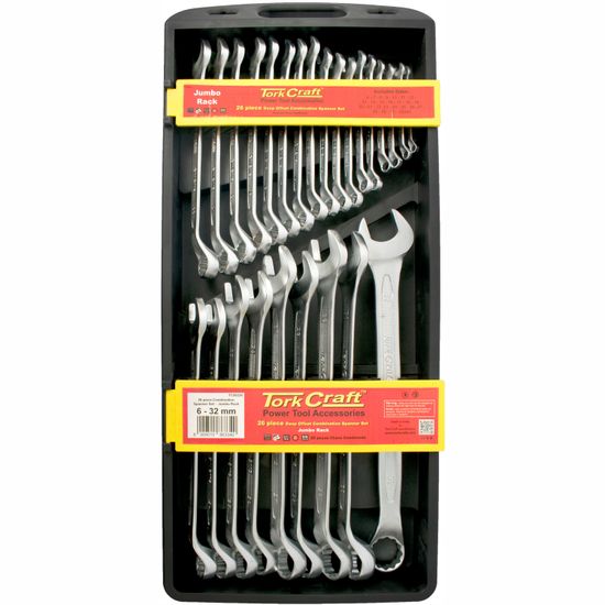 TORK CRAFT 26pcs Combination Spanner Set 6-32mm Deep Offset Jumbo Rack
