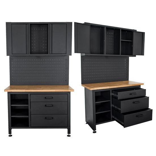 TORK CRAFT Metal Storage Unit 2000x1200mm Cupboard/peg Board/work Bench 3 Drawer