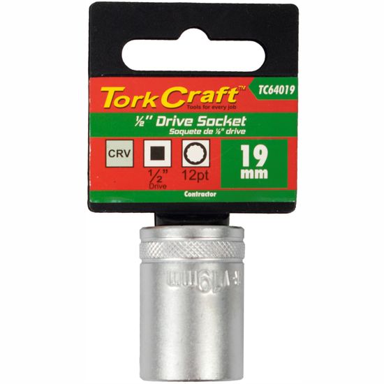 TORK CRAFT Socket 19mm X 25.8mm 1/2' Drive Crv 12 Point