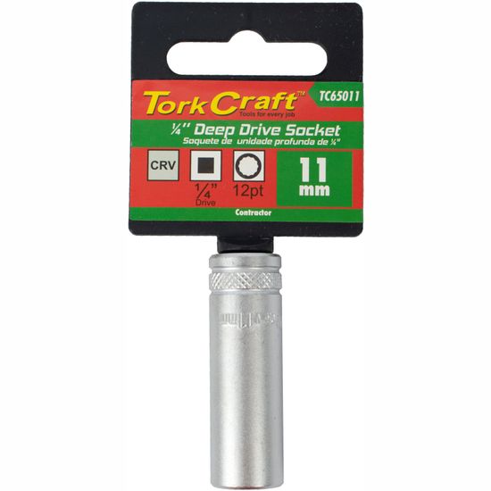 TORK CRAFT Socket 11mm 1/4' Dr Deep Socket Crv 12 Point